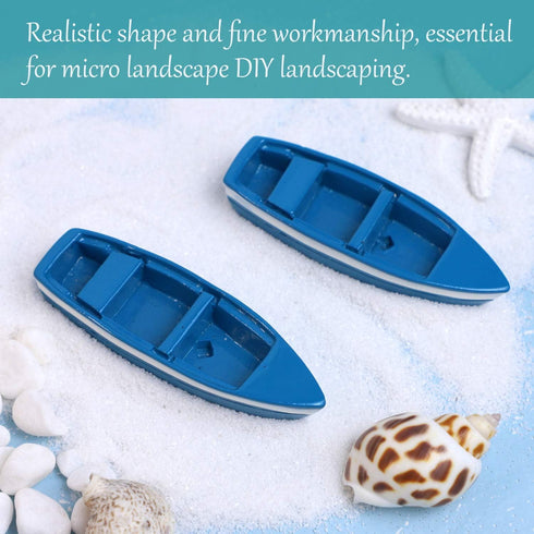 Framendino 2 Sets , Mini Rowboat Tiny Wooden Boat with Oars for Fairy Garden Accessories