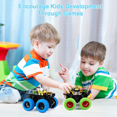 M SANMERSEN 2 Pack Monster Truck Toys, 360° Rotating for Boys and Girls Ages 3-5 - Toddler Car Gifts