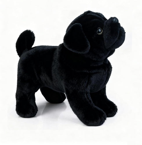 TUKVESZE 12 inch Black Pug Dog Stuffed Animal, Pug Dog Plush Toy Lifelike Dog Stuffed Animals for Girls and Boys