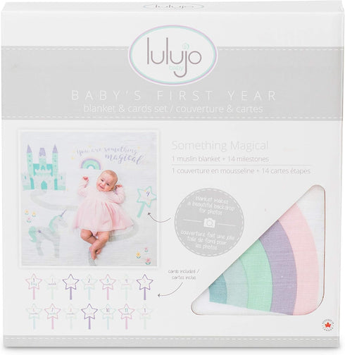 Set 40in 40in Lulujo Babys First Year Milestone Blanket and Card | x (Something Magical)
