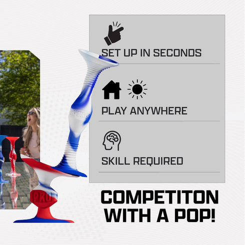 Popdarts USA Themed PRO Pack Game Set, Indoor Outdoor Suction Cup Throwing Game, Red White Blue Wigglenobber Target