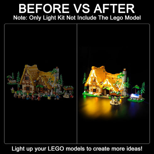 Upgraded LED Light Kit for Lego Snow White and The Seven Dwarfs' Cottage Building Set, Compatible with 43242