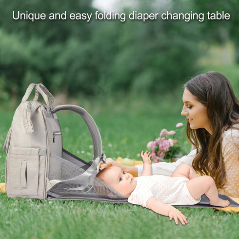 OMBRAT Backpack, Backpack, Diaper Bag with Diaper Changing Table Foldable Diaper Pad, Lightweight Large Capacity