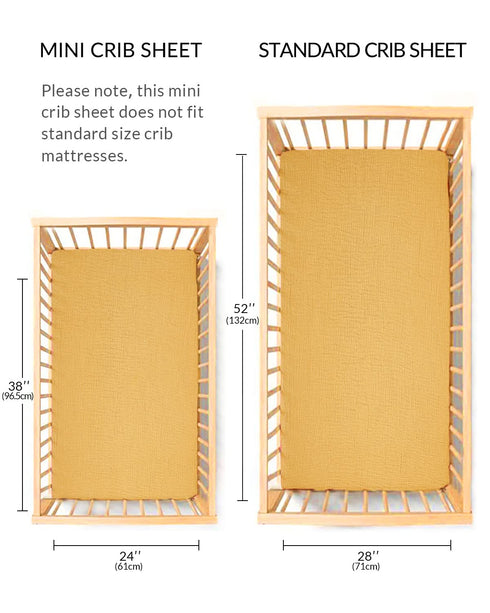 Pack 24" 38", Mini Crib Sheets for Baby, Fitted N Play Mattress and Mini Cribs x Neutral Muslin Cotton Mini Crib