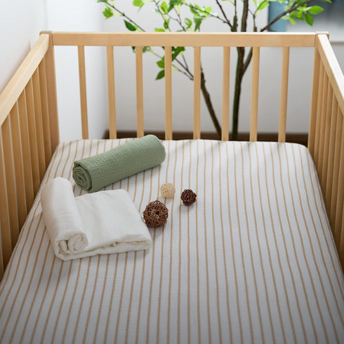 Meracorallo Muslin Fitted Crib Sheet, Soft and Breathable Baby Crib Sheet for Standard Crib and Toddler Mattresses
