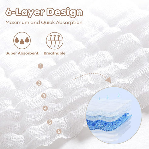 100% 10 Pack 12x12in Yoofoss Muslin Baby Washcloths Organic Cotton Face Towels Wash Cloths for Baby Soft and Absorbent