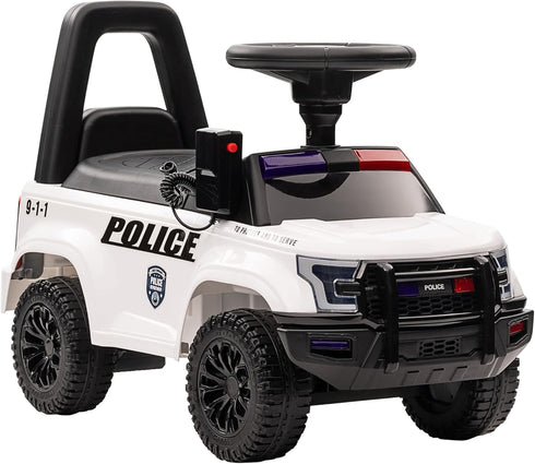 Aosom Kids Push Ride On Car with Working PA System, Police Truck Style Foot-to-Floor Sliding Car