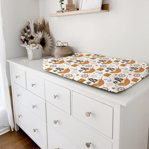 Sea Ocean Changing Pad Cover - Fitted Baby Changing Table Sheets for Boy Girl Nautical Life, 32''x16''