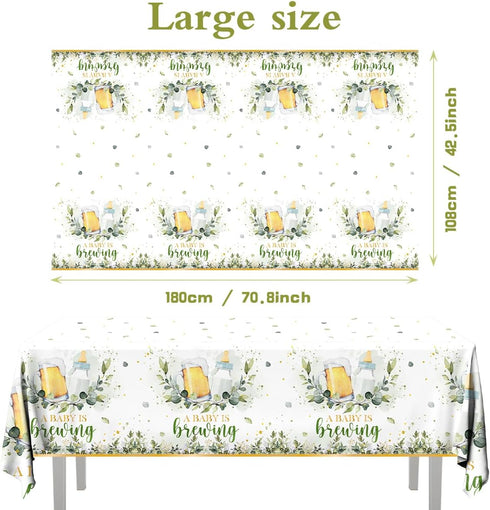 Gupesxu Decorations-3pcs Baby Brewing Shower A Baby is Brewing Tablecloth, Beer Feeding Bottle Baby Shower Table Covers