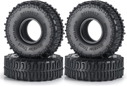 MOHERO 4PCS 1.0" Mud Grappler Rubber Tyre 62 * 22MM for Axial SCX24 90081 AXI00001 002 004 005 006 RC Crawler Car (A