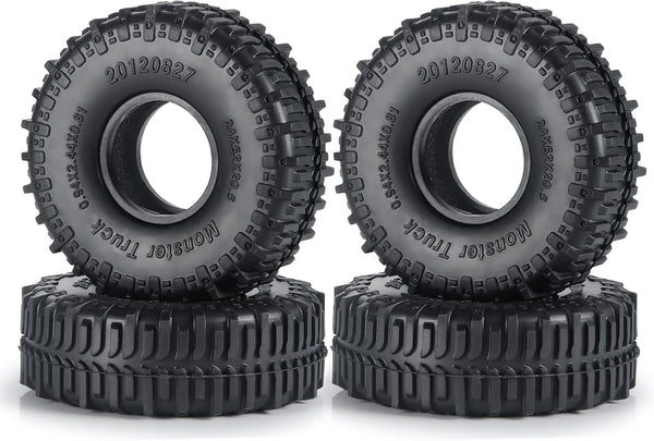 MOHERO 4PCS 1.0" Mud Grappler Rubber Tyre 62 * 22MM for Axial SCX24 90081 AXI00001 002 004 005 006 RC Crawler Car (A