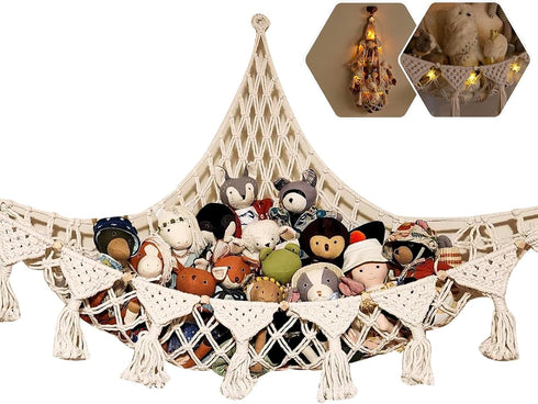 YJWZWE Stuffed Animals Toy Storage Hammock Wall Hanging Net Corner Hanging Organizer Bedroom