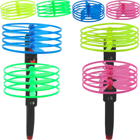48 Pcs Flying Saucer Flying Disc Toy - Includes 16 String Launchers & 32 Flying Saucer for Outdoor Games