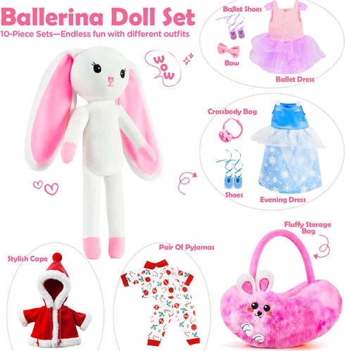 3-8, 4 Set 3 4 5 6 7 8 Ballerina Doll Stuffed Animals Girl Toys Age Bunny Stuffed Animal, Ballet Dress Up Doll, Rabbit