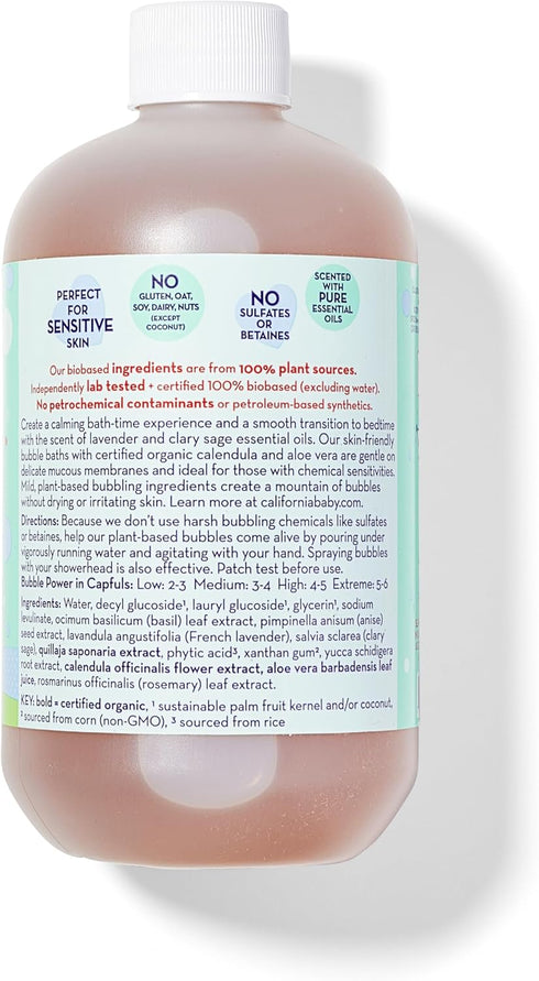 100% 2-in-1 562mL 19oz California Baby Calming Lavender Bubble Bath + Baby Wash | Plant-Based | Kids Bubble Bath + Baby