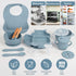 mraisebossup Set 15 Silicone Baby Feeding PcsBaby Plates,Baby Spoons Suction Bowl Divided Plate Bib Cup Finger Brush