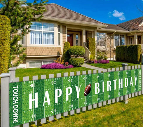 Large Football Happy Birthday Party Banner, Game Day Sports Party Decorations, 9.8 x 1.6 feet