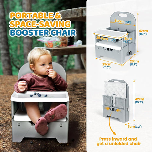 6-36 33 lbs Orzbow Portable High Chair with Tray, Foldable Booster Seat for Travel Toddlers Months, Baby Chair