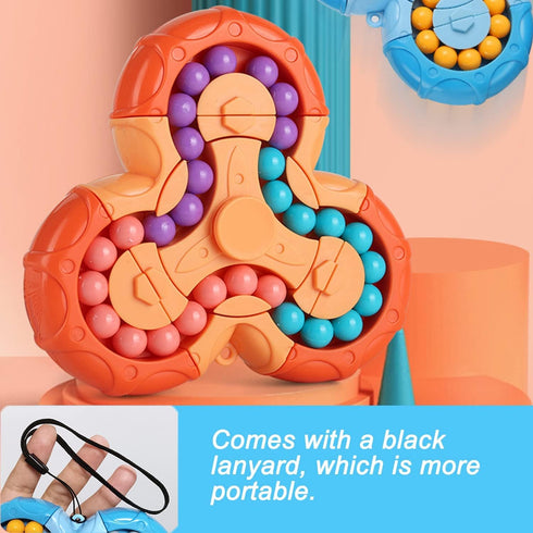 Magic Bean Rotating Brain Teaser Finger Puzzle Toy, Handheld Spinner Stress Relief Game for Kids Ages 3 and Up (Blue)
