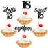 24 PCS 18th Birthday Cupcake Toppers, Sweet 18 Hello 18 Eighteen Cake Decorations Supplies (Black)