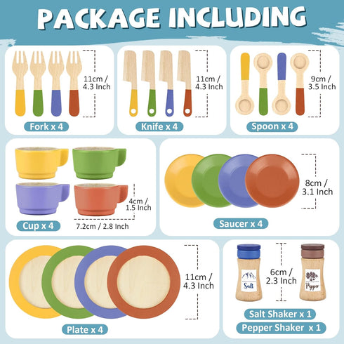 Set 1-3 3 4 5 Wooden Play Dishes and Plates for Kids Kitchen Accessories for Toddlers Cooking Toys Tea Cups for Kids
