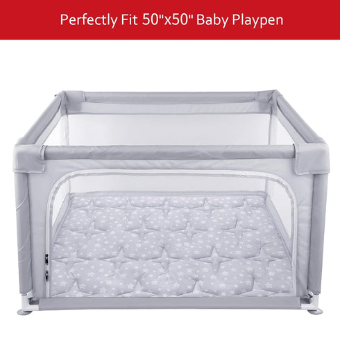 50" 50" 50x50 Inches Baby Play Mat X Playpen Mat Fit for Hiaksedt and Orian Baby Playpen, One-Piece Crawling Mat Non