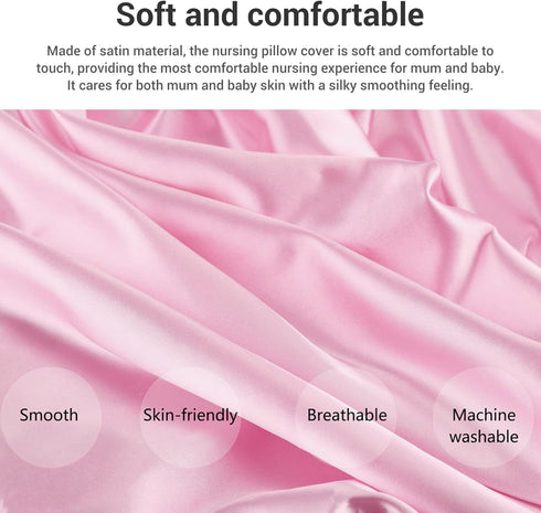Nurnesy Soft Satin Pillowcase Washable Breathable Protect for Baby Hair and Skin, Nursing Pillow Cover for Feeding