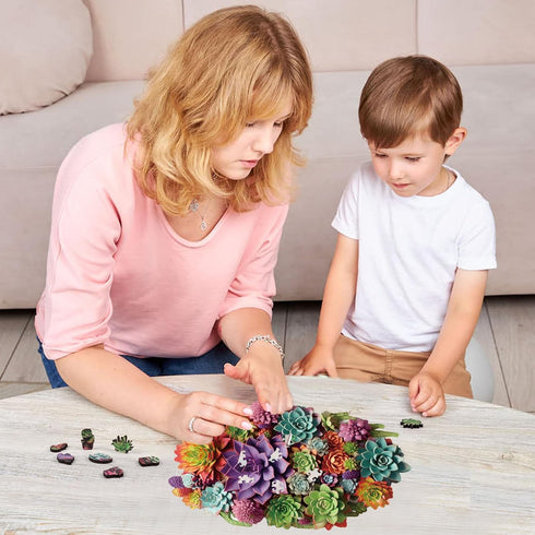 200 12.6" 7.8" Delobil Mothers Day Puzzles for Adults with Puzzle Saver - Succulent Wooden Puzzle Gifts for Mom Unique