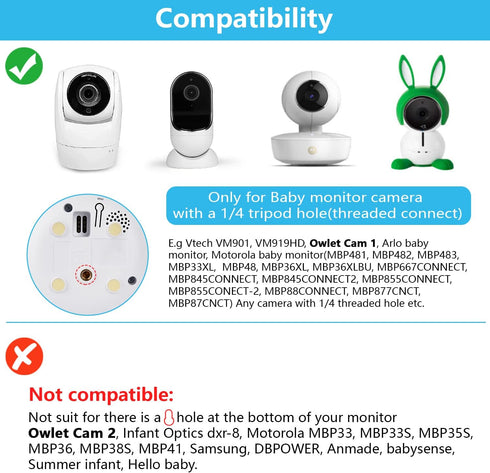 Adjustable Baby Monitor Wall Mount for Vtech VM901, VM919HD and VM928, Perfect View Angle and Easy Installation without Drilling