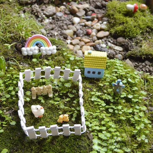 2-Pack 35 Inch Miniature Fairy Garden Fence Decorative Ornament for Dollhouse, 2 inch Height, White