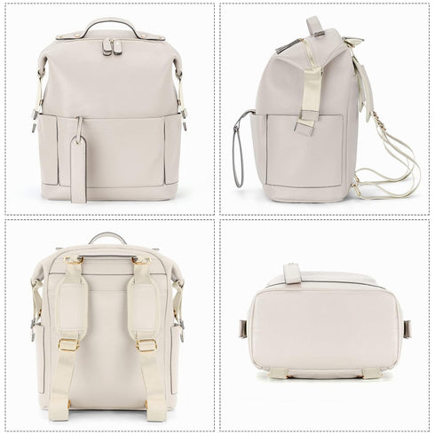 Backpack, Backpack Minsong Diaper Bag Waterproof Leather Diaper Bags With Changing Station for Baby, Fashion Nappy