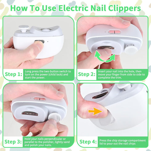 3 1 Trimmer LOQOMI Electric Nail Clipper in Design, Automatic Baby Nail Suitable for Night Lighting During Baby