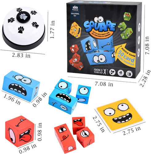 Wooden Face Changing Magic Cube Game - Expression Puzzle Building Blocks for Kids and Adults