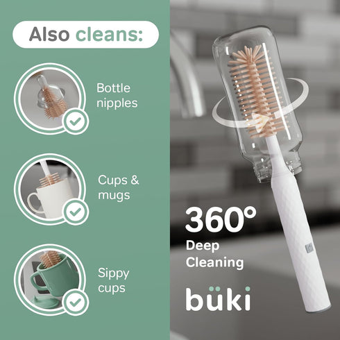 Set 1200mAh Bueki Electric Baby Bottle Cleaning Brush - Rechargeable Electric Bottle Brush with Straw Cleaner - Water