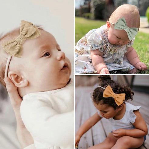 Baby Girl Headbands and Bows, Newborn Infant Toddler Nylon Elastic Hair Accessories