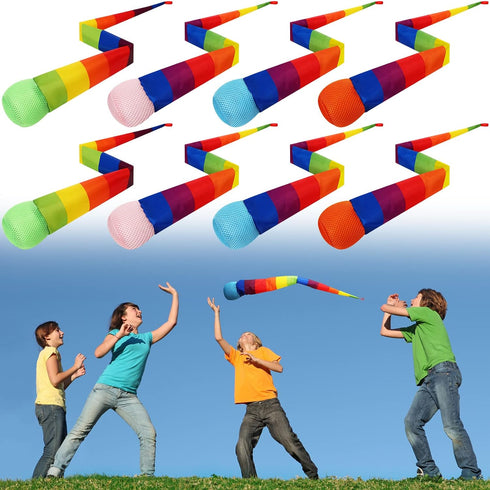 Leyndo 8 Pcs 26 Inch Throw and Catch Balls with Rainbow Tail,