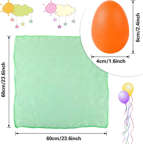 Augshy 20Pcs Egg Shakers Musical Instruments, 20 Pcs Dance Scarves for Kids Music Learning