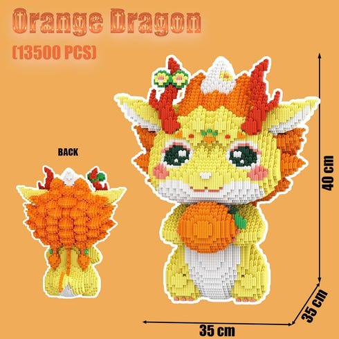 HONLANCH Animal Orange Dragon Micro Building Blocks Set, 13500 PCS Gift for Adults and Kids
