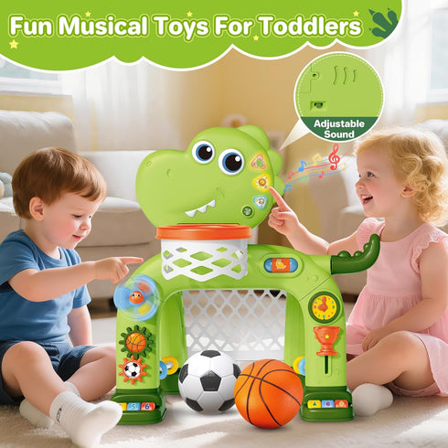 1 1-3 1 AuroTops Toddler Basketball Hoop & Soccer Goal Toy,Dinosaur Toys with Light & Music,Musical Toys for Year Old