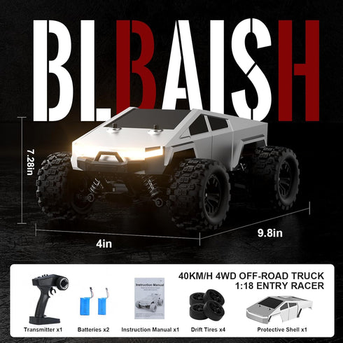 1:18 40 4WD 4X4 2 Batteries/2 2.4GHz Fast RC Car KM/H High Speed Remote Control Monster Truck Off Road All Terrain