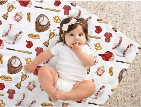 Buerhanerry 30"x40" Baseball Baby Blanket for Boys, Sports Toddler Soft Minky Blanket with Double Layer Dotted Backing