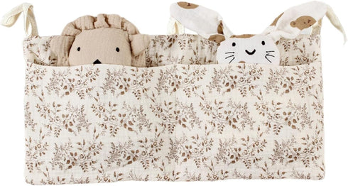 QEFVVOMM Cribs Storage Bag Baby Bedside Hanging Storage Bag for Drool Bibs Diaper Multifunctional Hanging Pocket Cotton