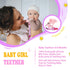 1 Soft Dinosaur Teether for Babies and 1 Baby Pacifier Clip, Silicone Chew Toys for Baby Girl Boy, Valentines Day Gifts