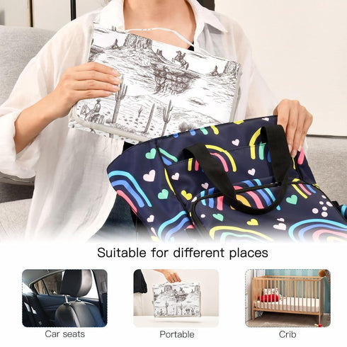 CHUROUSY Cowboys Portable Diaper Changing Pad with Wipes Holder, Western Desert Foldable Baby Diaper Changer Travel Bag