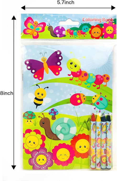 12 48 TINYMILLS Butterfly Spring Insect Coloring Books with Crayons Party Favors with Coloring Books and Crayons