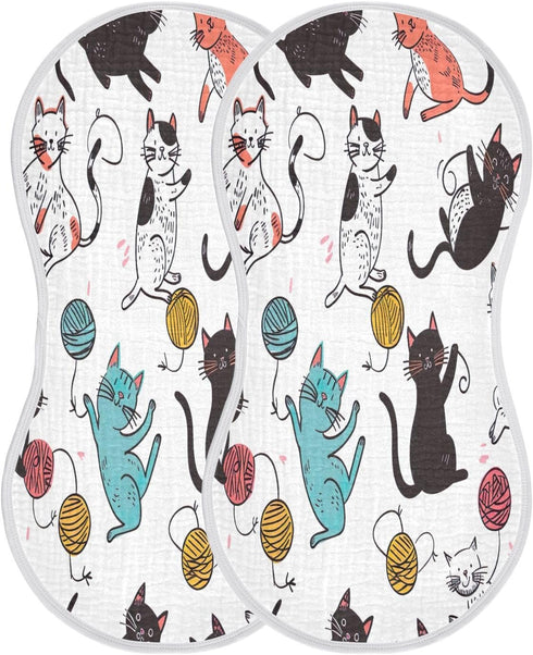YETTASBIN Cat Muslin Baby Burp Cloth, Super Soft Absorbent Cotton Burp Rag Baby Bibs Feeding Cloth for Newborn Boys