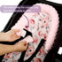 Baby Head Support and Strap Cover for Car Seat, Mink Infant Carseat Headrest for Girls, Newborn Car Seat Insert Cushion