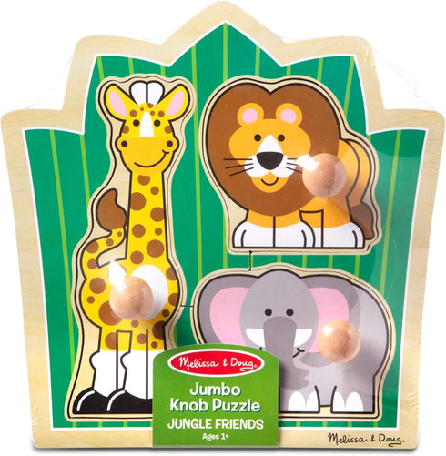 Melissa & Doug Jungle Friends Safari Animals Jumbo Knob Wooden Puzzle - Chunky Baby Puzzle for Ages 1+