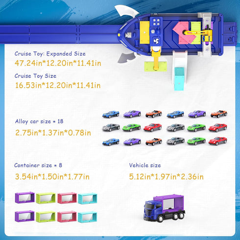 3 4 5 6 Playset 18 8 4 3 4 5 6 Vanvimen Cargo Boat Toys for Year Old Boys Kids, Toy Boat and Crane with Pcs Die-Cast