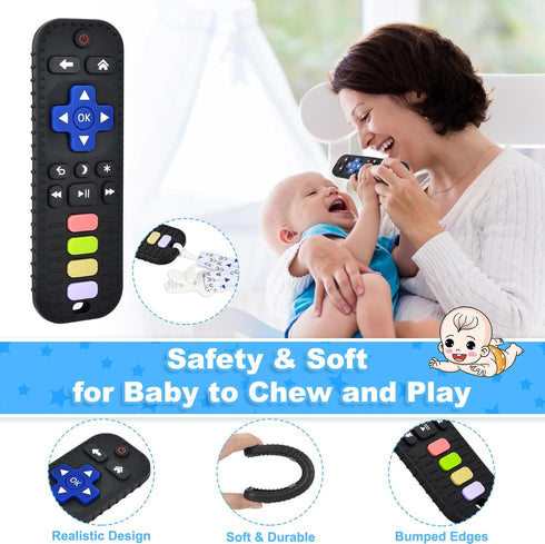 GUIGUZHJ 3-18 Baby Silicone Teething Toys, Simulation TV Remote Control Shape Teether Toys for Toddlers Months, Boys